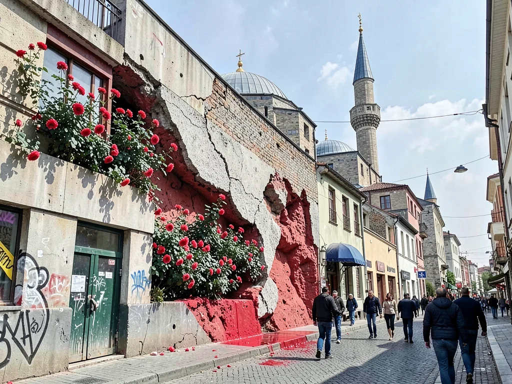Sarajevo roses in pavement