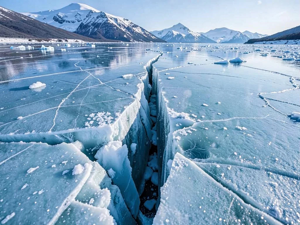 Vertical crack extending from surface to depth