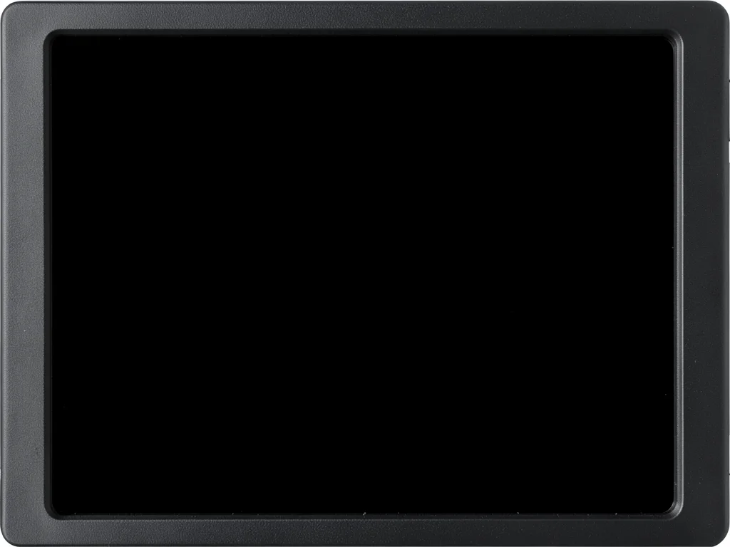 Scanner glass edge, black rubber gasket meeting glass creating frame boundary, e