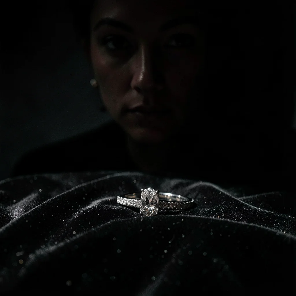 Jewelry on black velvet, directional light