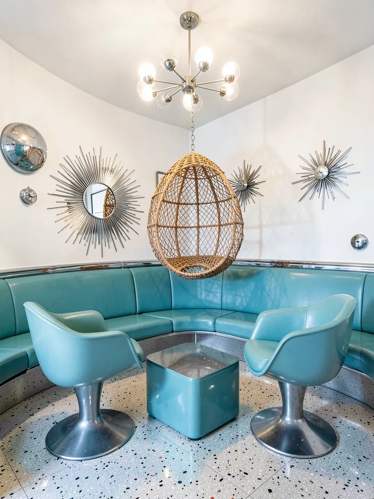Egg Chair with Sunburst Mirror