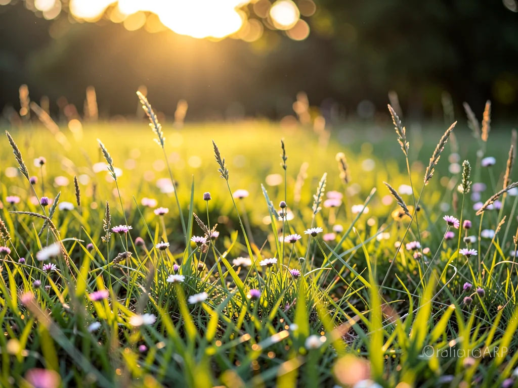 Meadow backlit grass