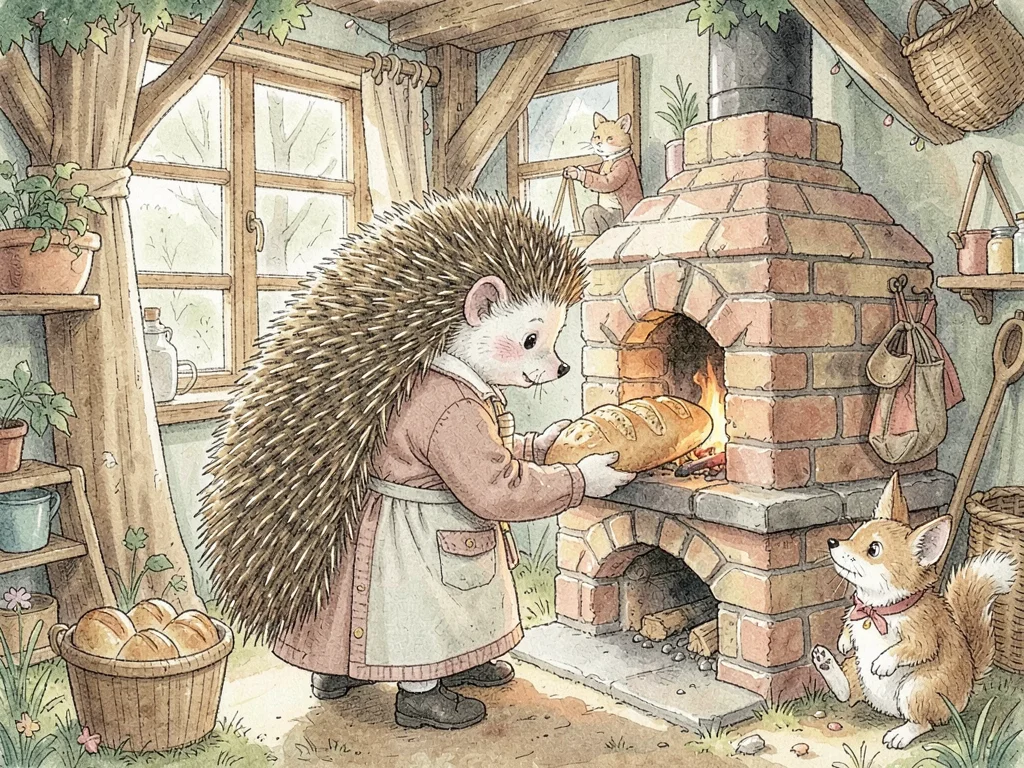 Hedgehog baker with bread