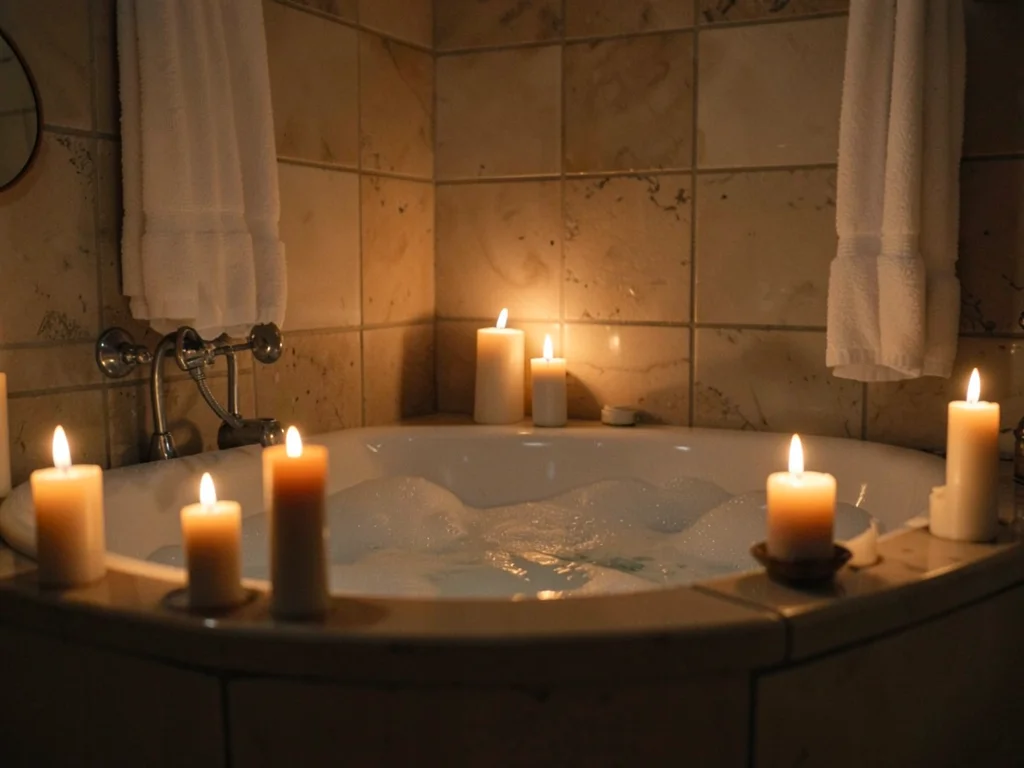 Bath scene with candles