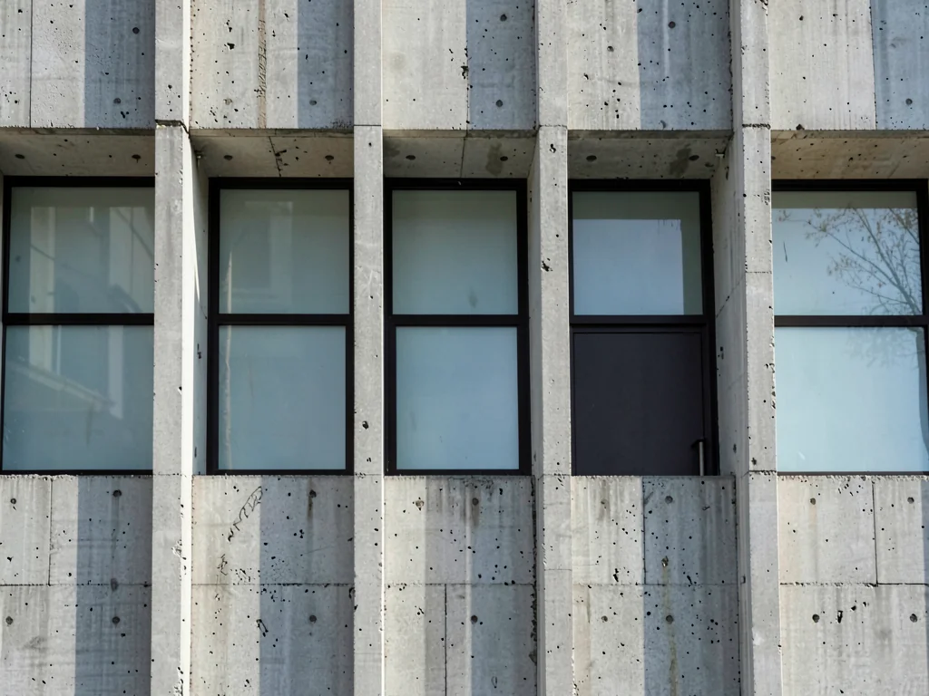 Brutalist concrete panel rhythm
