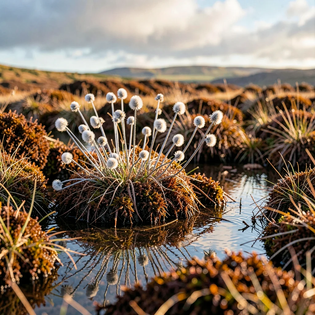 Connemara bog light, Atlantic silver, Bog cotton nodding in silver light, white 