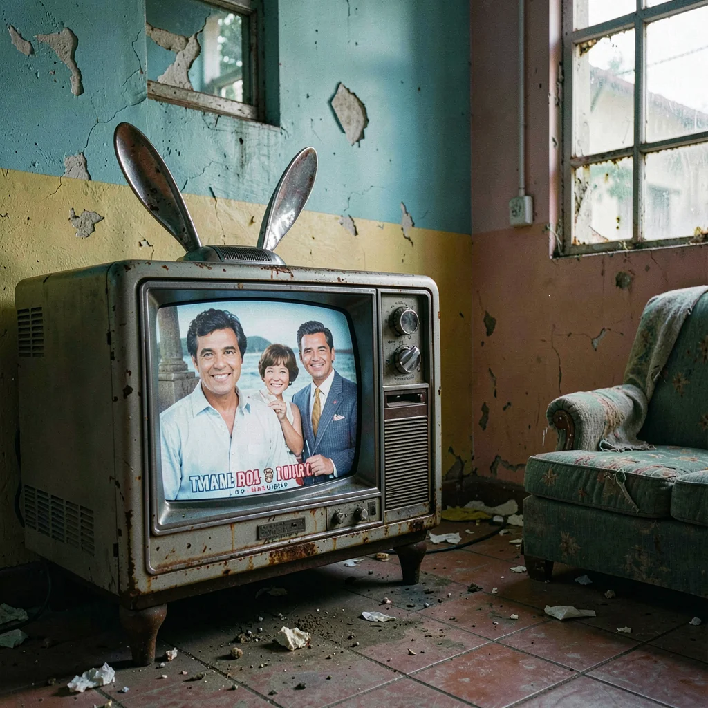 Havana preserved decay, improvised maintenance beauty, Vintage television with r