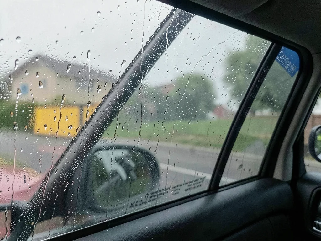 Car windows fogging from inside, humidity of passengers versus cold glass