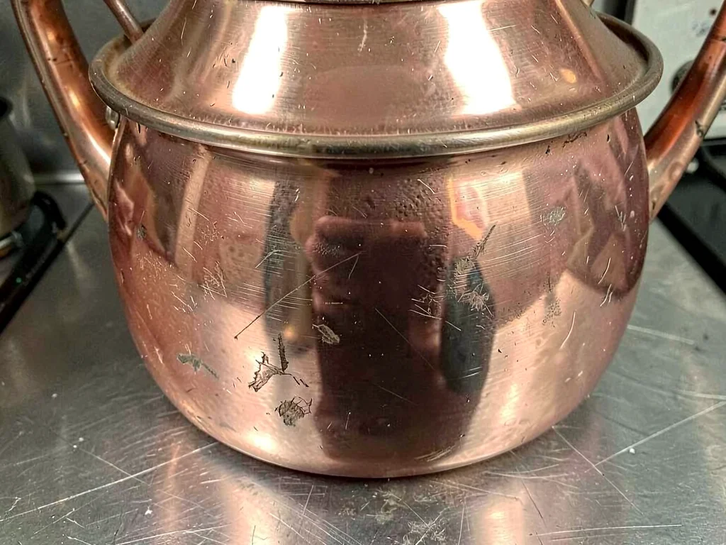 Copper kettle showing use patterns