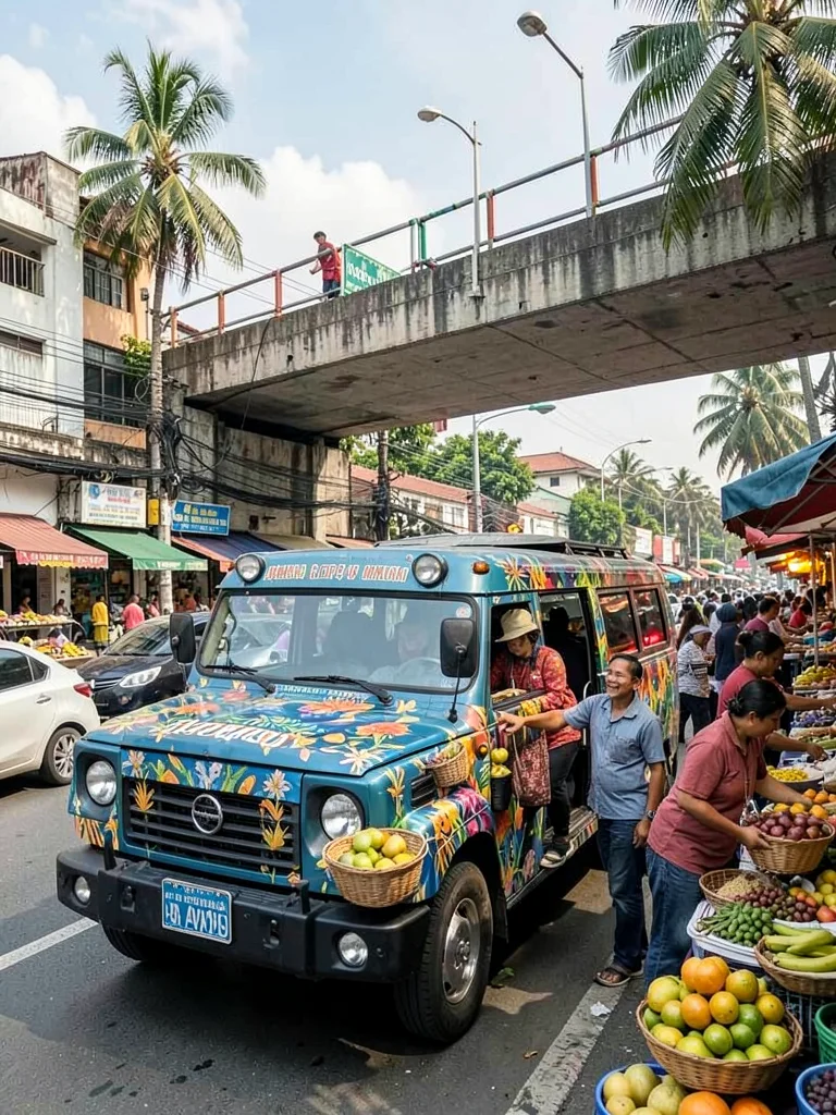 Fruit vendor on Manila overpass