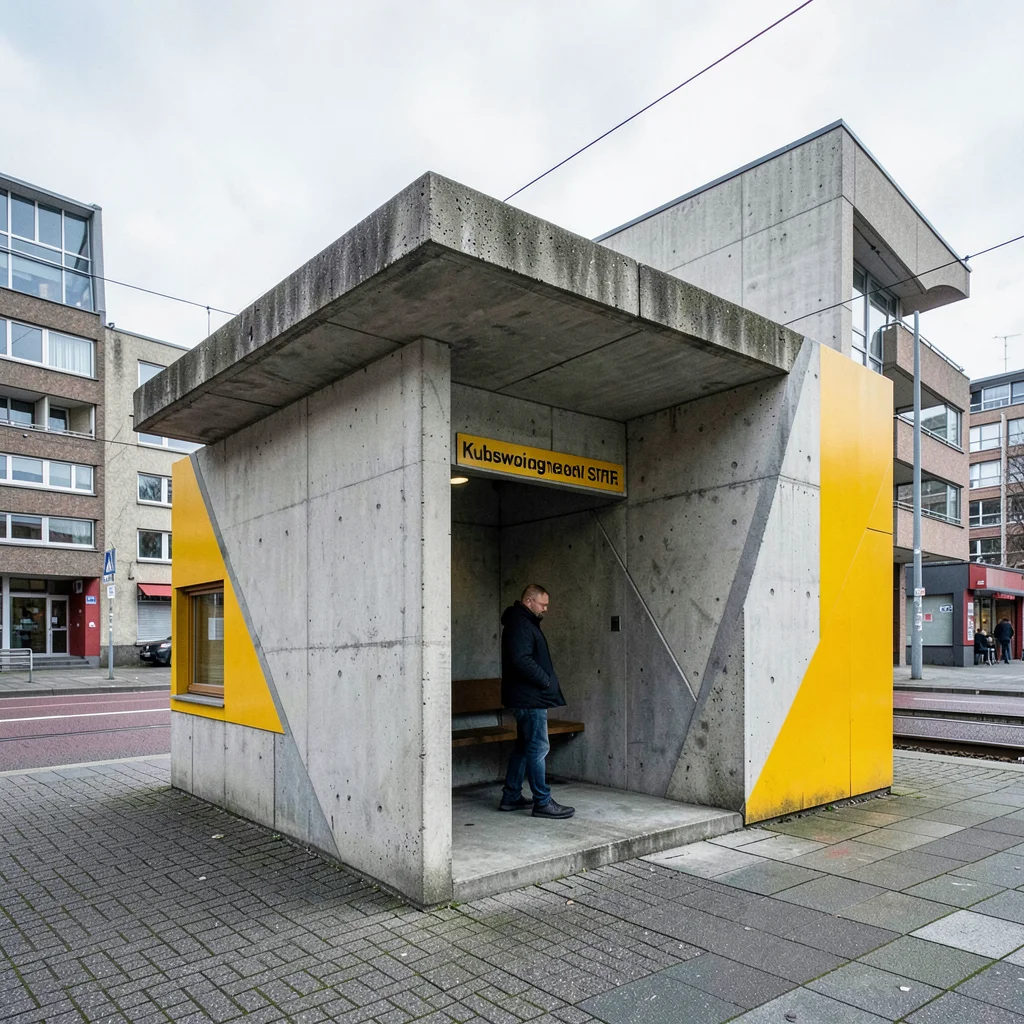 Post-war reconstruction modernism, Rotterdam radical geometry, A brutalist bus s