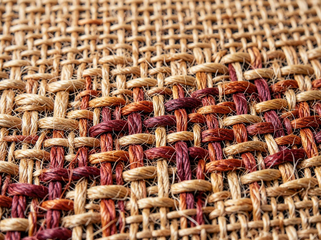 Burlap hessian weave, coarse jute fibers in loose plain weave, gaps visible betw