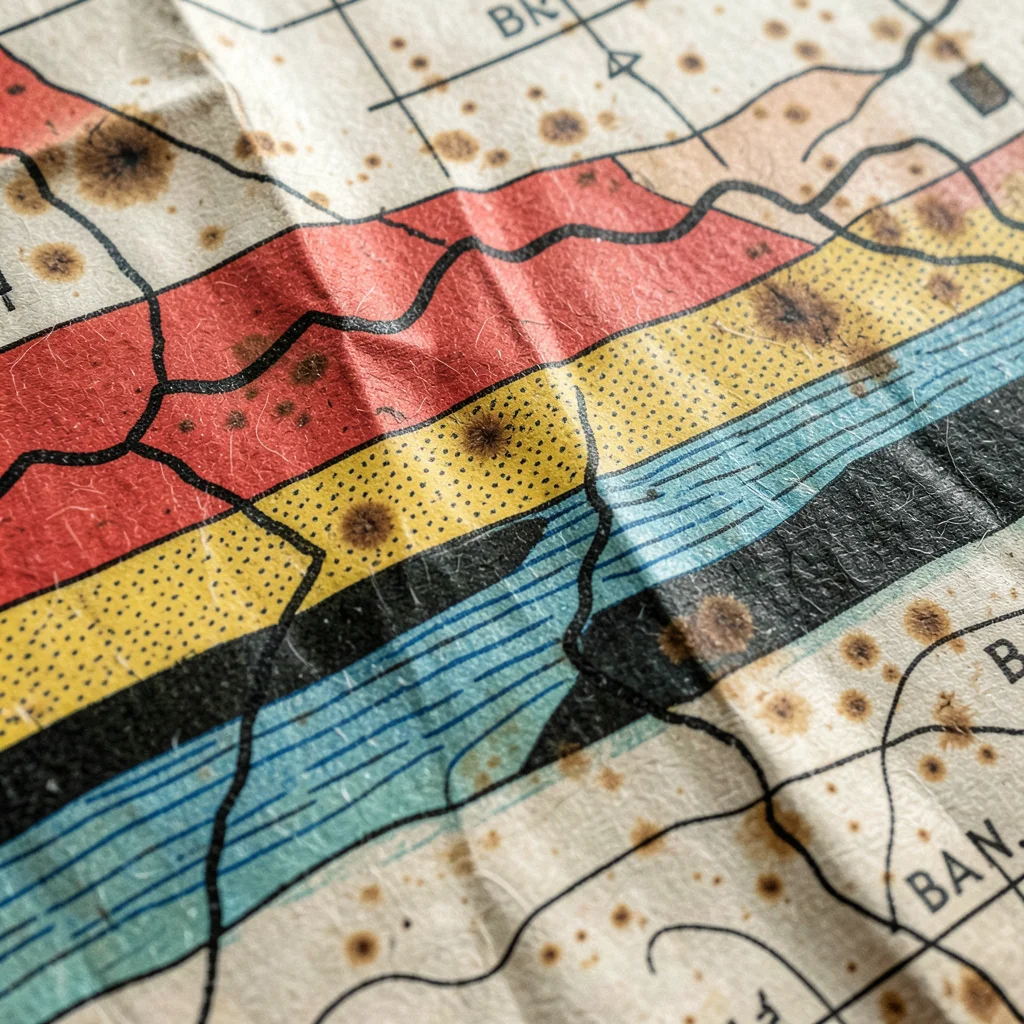 A fragment of a geological survey map showing igneous intrusions through sedimen