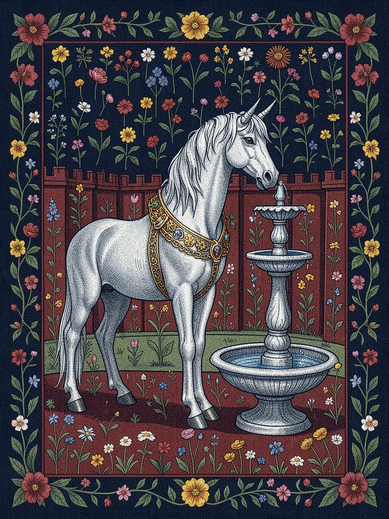 Unicorn at Fountain in Hortus Conclusus