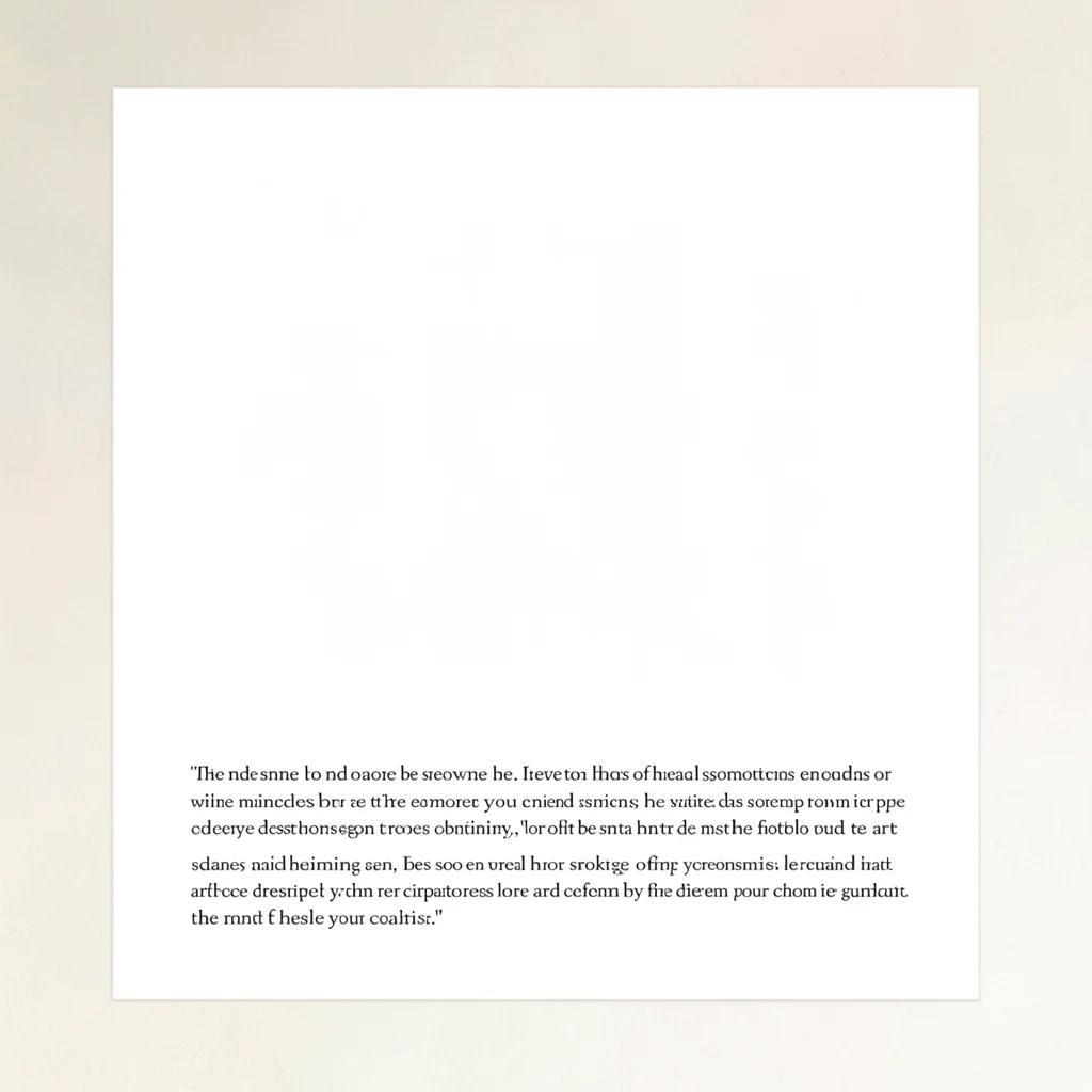 Editorial quote-card composition with generous negative space on warm cream, sof