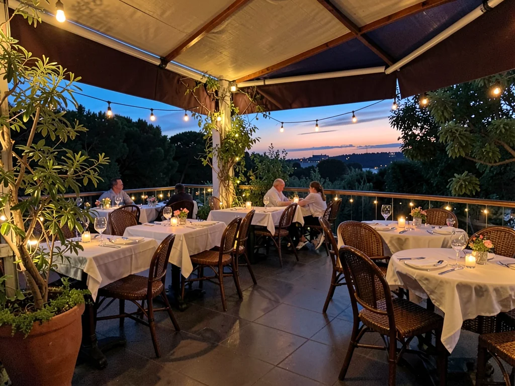 Restaurant terrace dusk