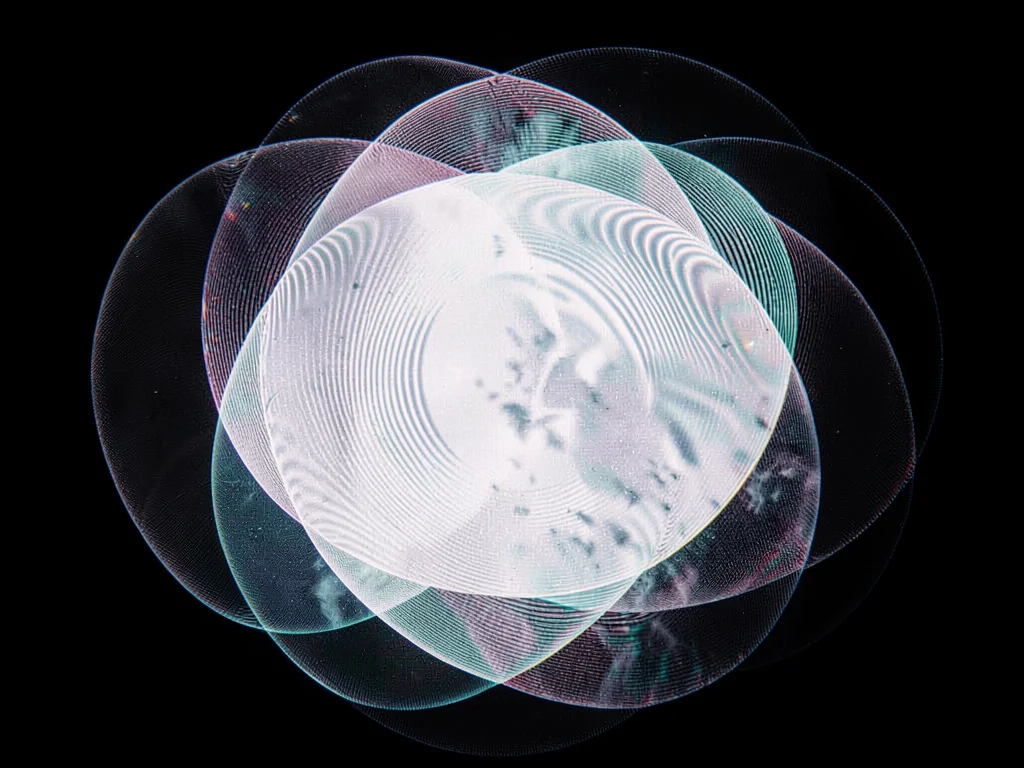Multiple overlapping cymatics creating moiré interference