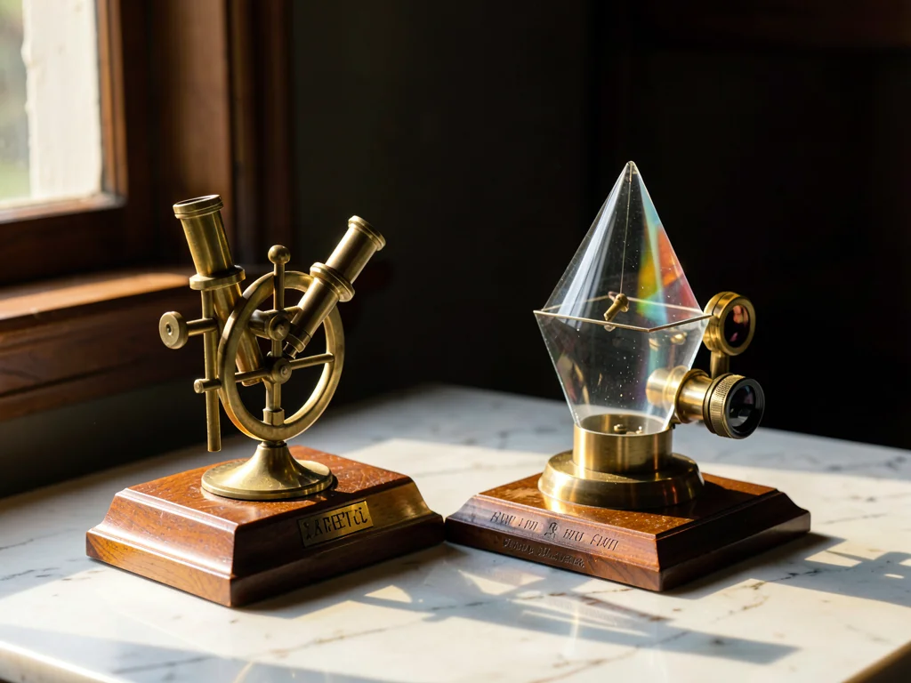 Spectroscope Prism Assembly on Brass Base