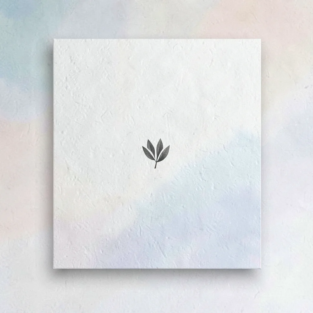 Mission card composition with a soft tonal gradient and a small abstract sumac-l