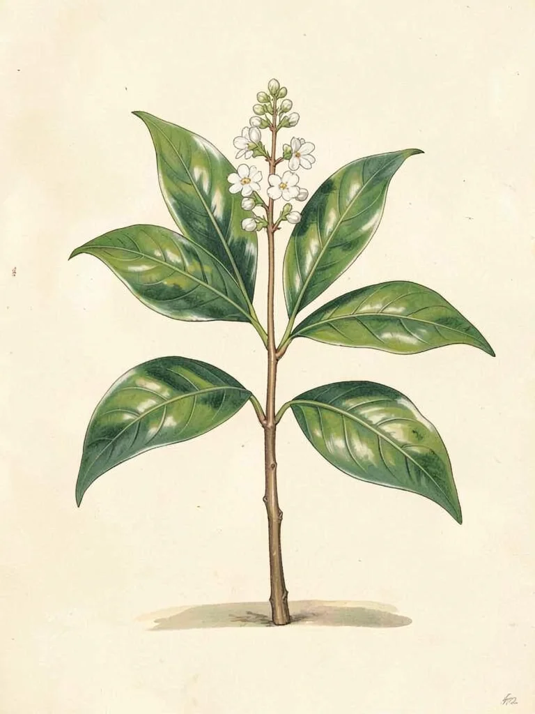 Curry Leaf Branch with Flowers