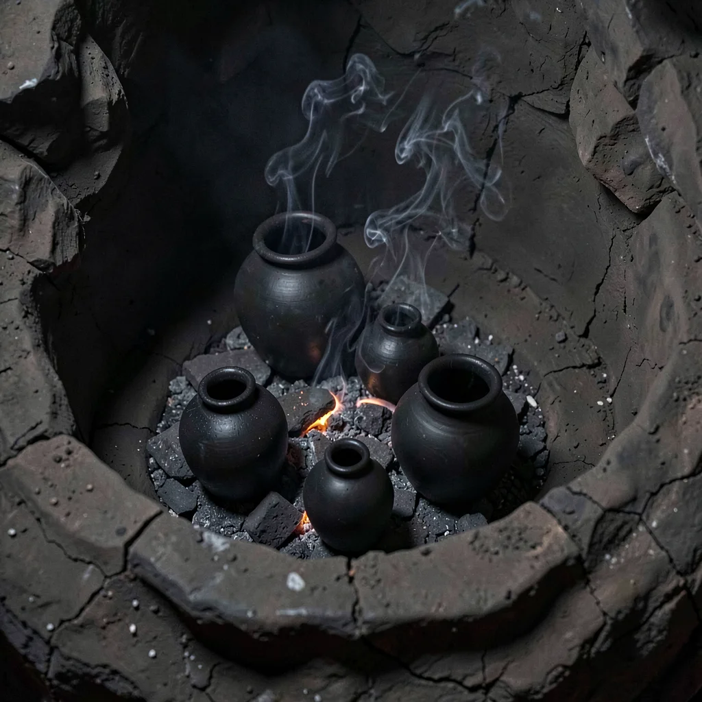 Through Oaxacan black clay vision, barro negro consciousness, A potter kiln cool