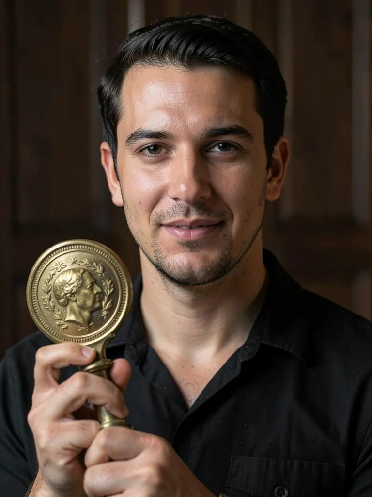 Portrait with prop antique