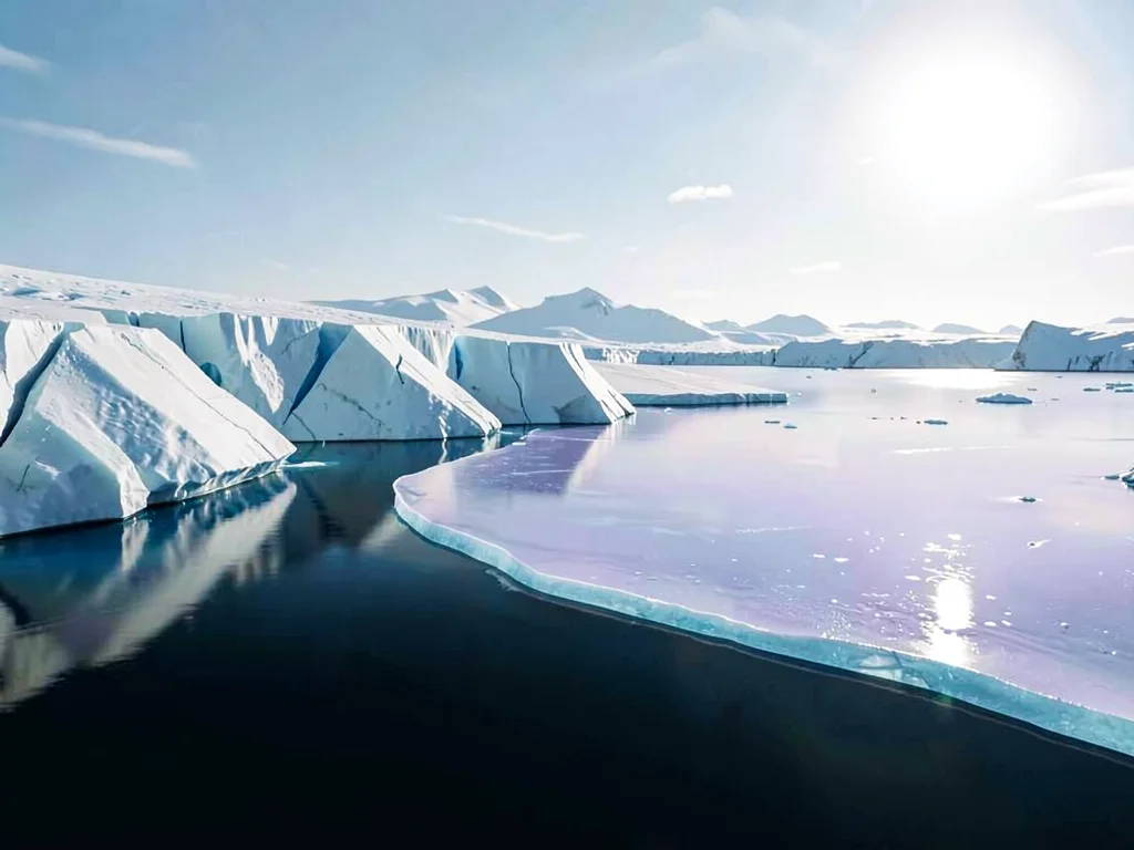 A thin layer of nilas-fresh skin ice flexes across calm dark water, its surface 
