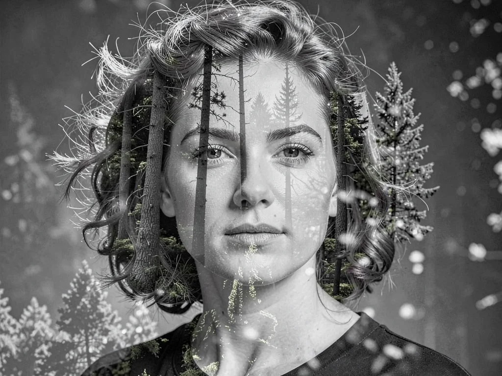 Portrait with forest becoming hair