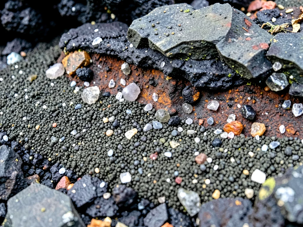 Volcanic ash layer showing particle size grading