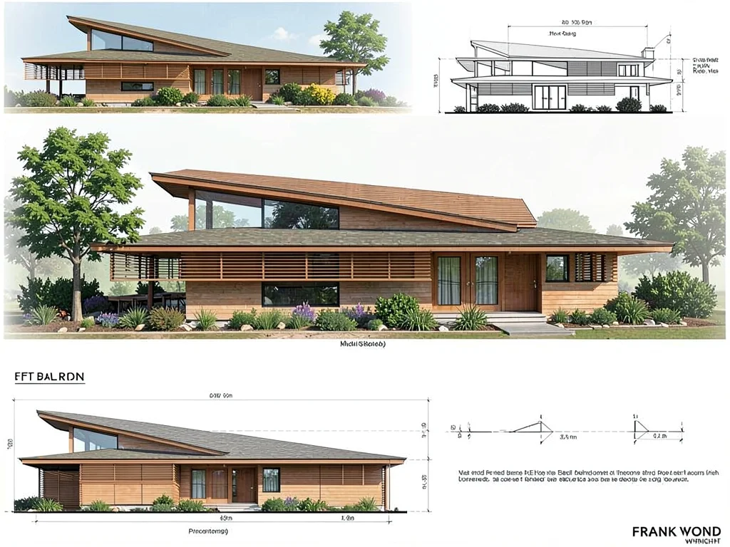 Prairie house architectural elevation