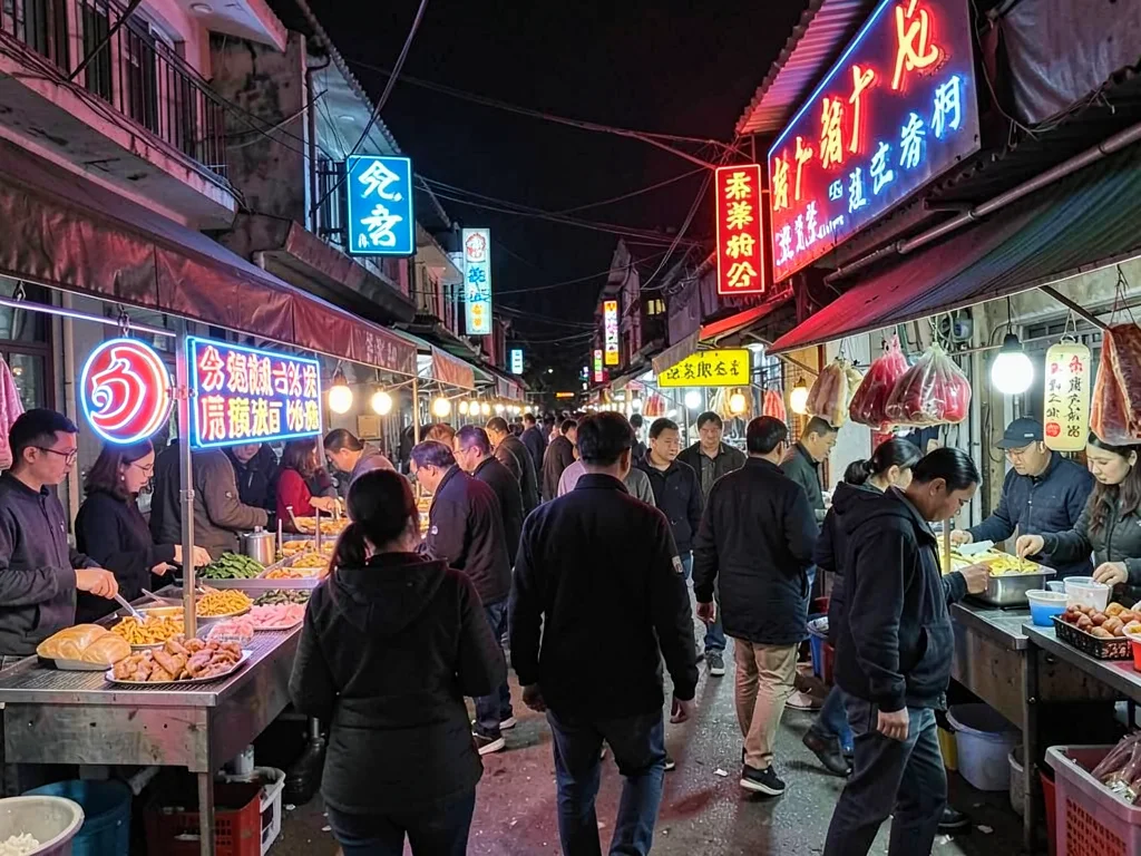 Night market neon glow