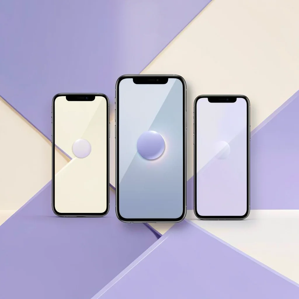 Marketing web banner of one phone center with three smaller phones fading behind