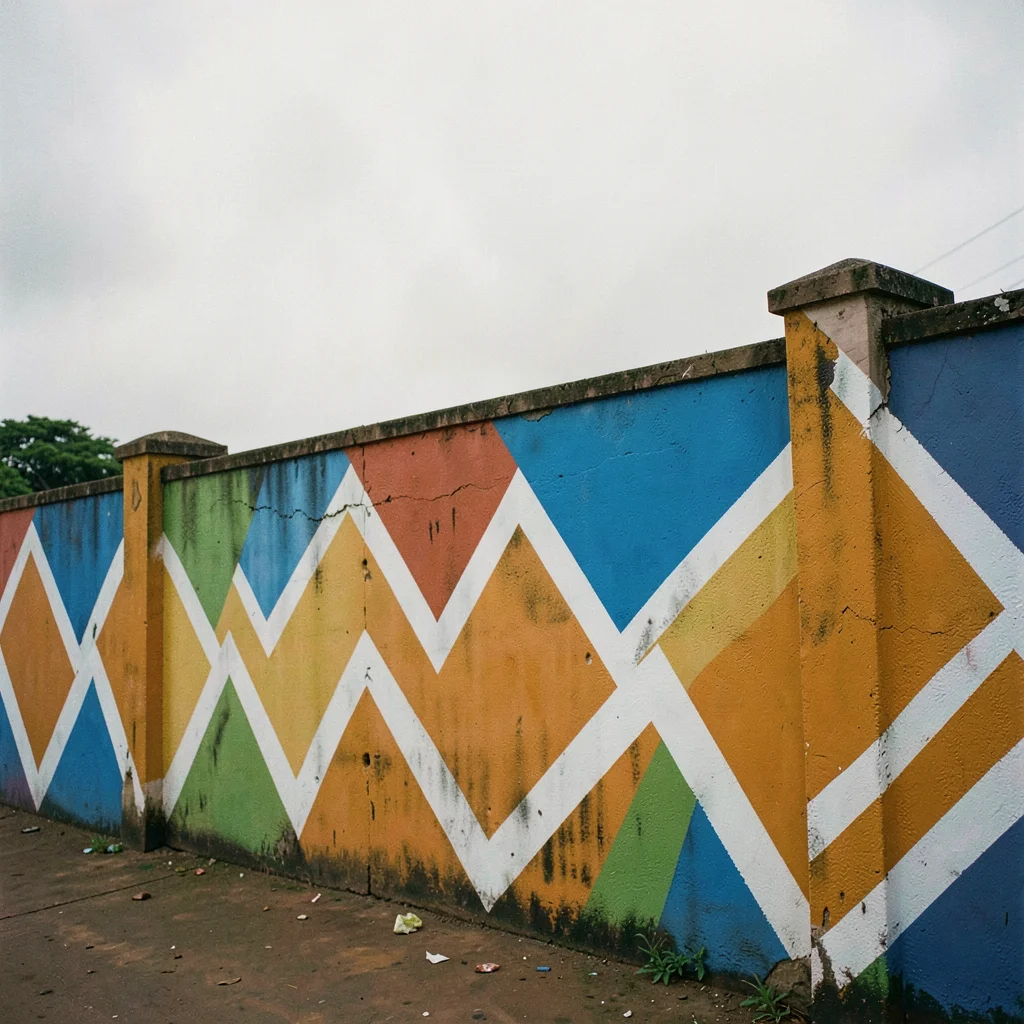 Overcast flat light in Accra, Ghana turning surfaces into pure color fields, Pai