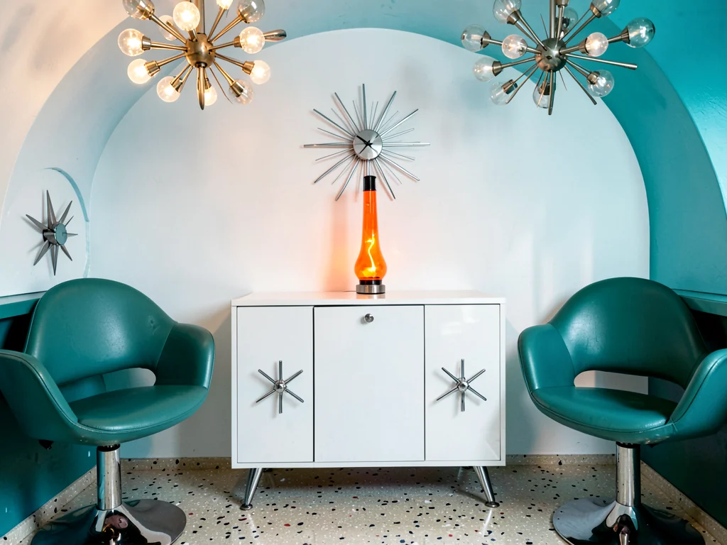 White Lacquer Credenza with Atomic Hardware