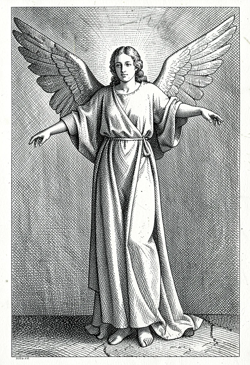Angel wings cross-hatched