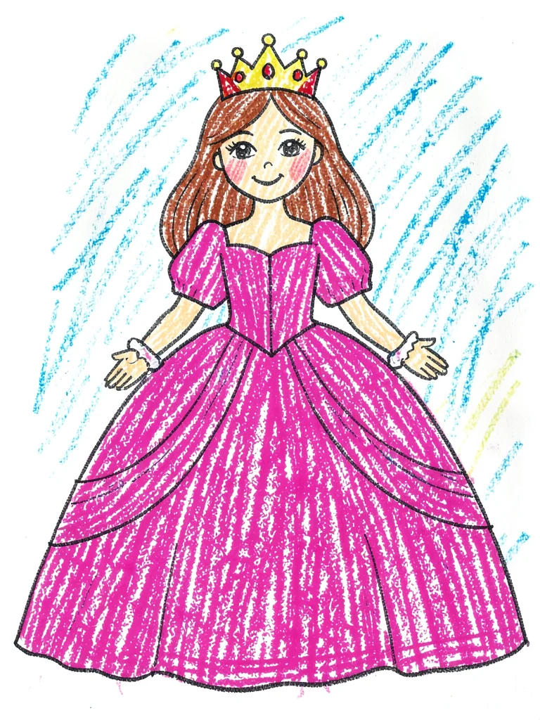 Princess with pink dress and crown