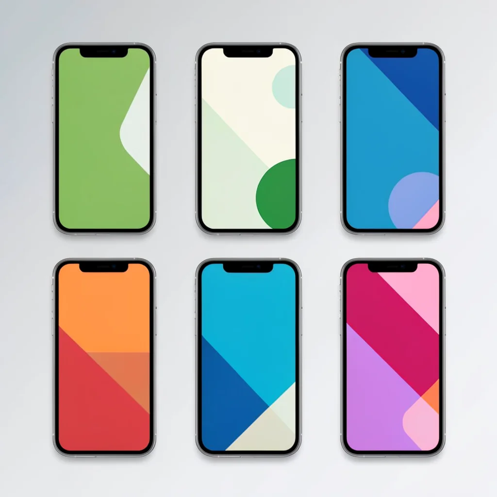 Press kit grid of six phone tiles in a clean 3x2 layout, each a different fitnes