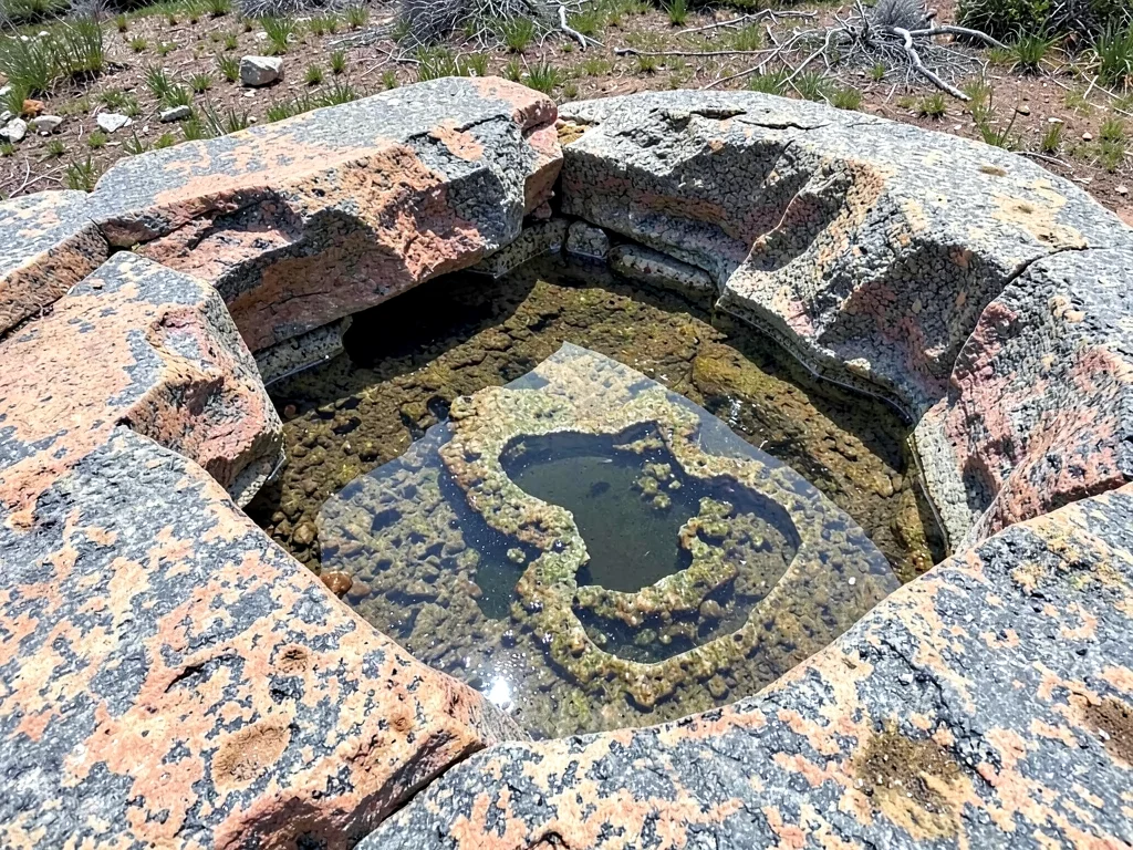 Weathering pit holding rainwater pool