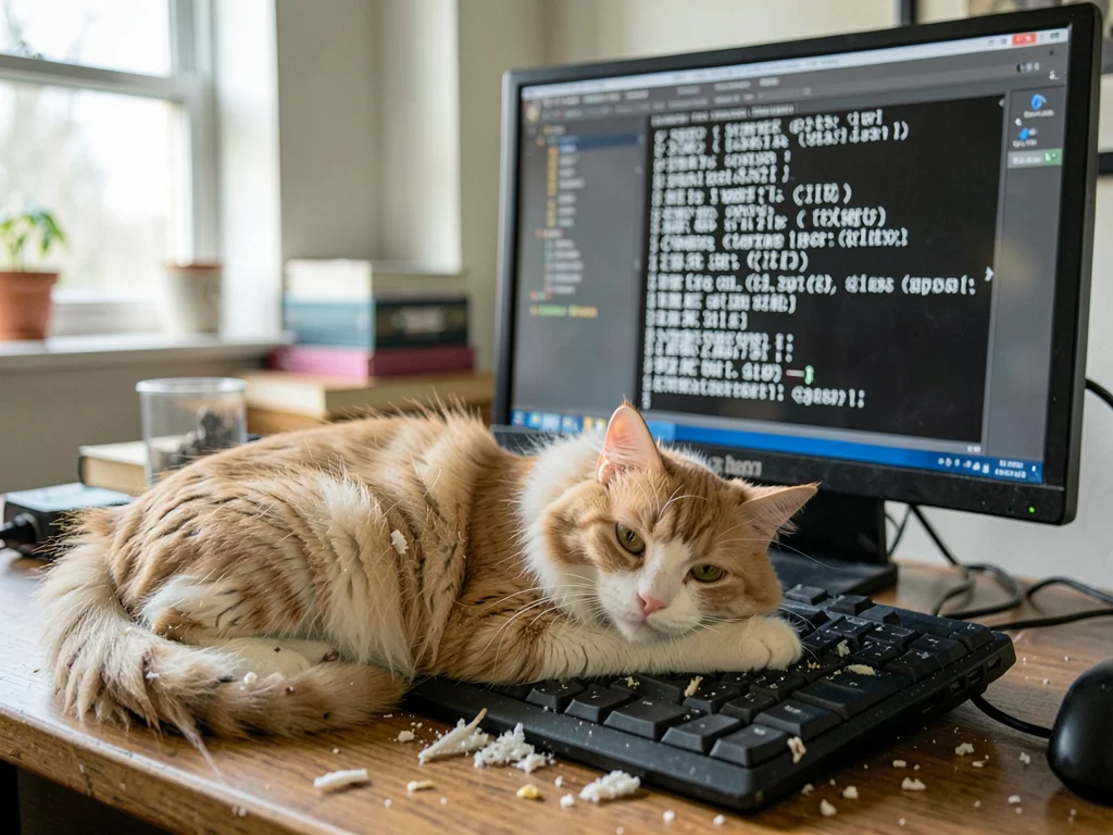 Fluffy Cat Zen on Keyboard