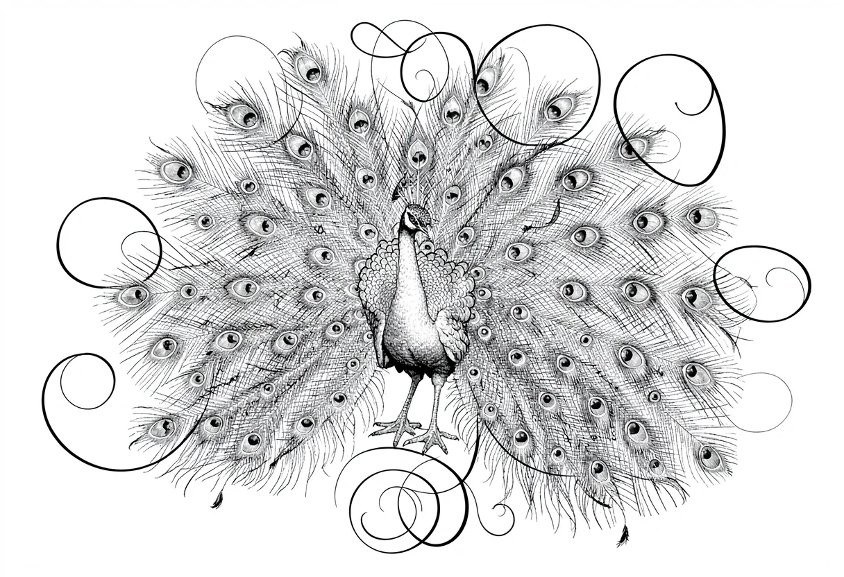 Peacock flourished