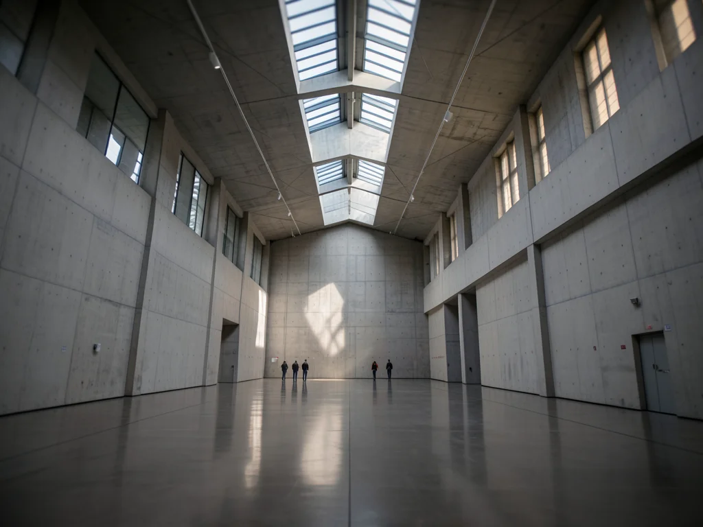 The Turbine Hall at Tate Modern, vast concrete space, tiny figures walking, indu