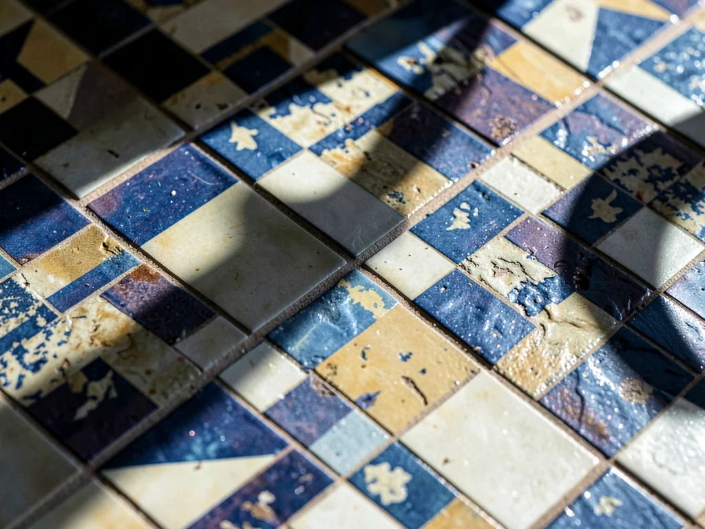 Shadow of window falling across tile pattern