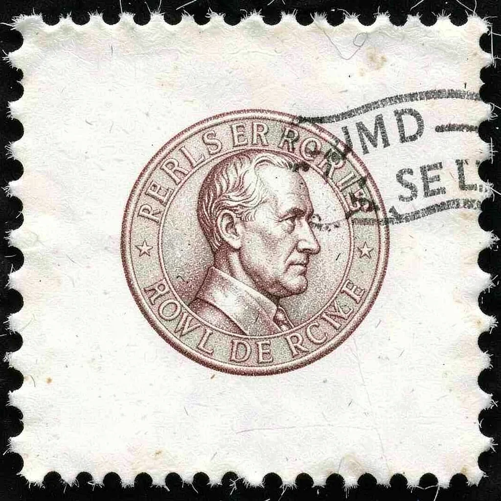 Postage stamp illustration, Nobel Prize medal design , tiny perfect composition,