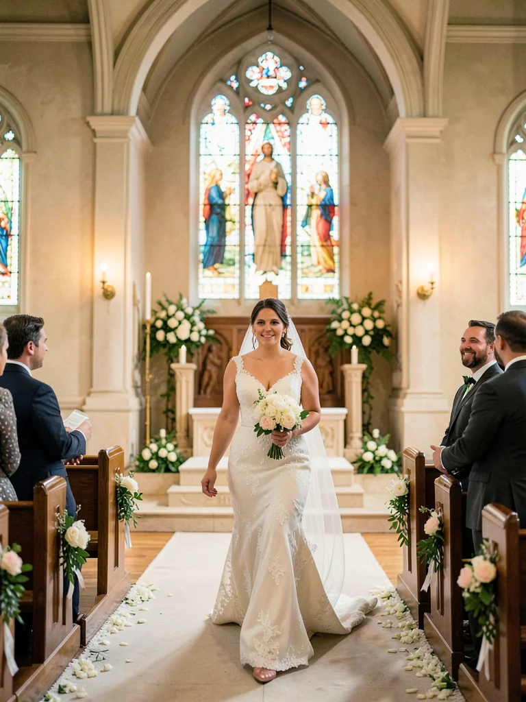 Bride walking to altar