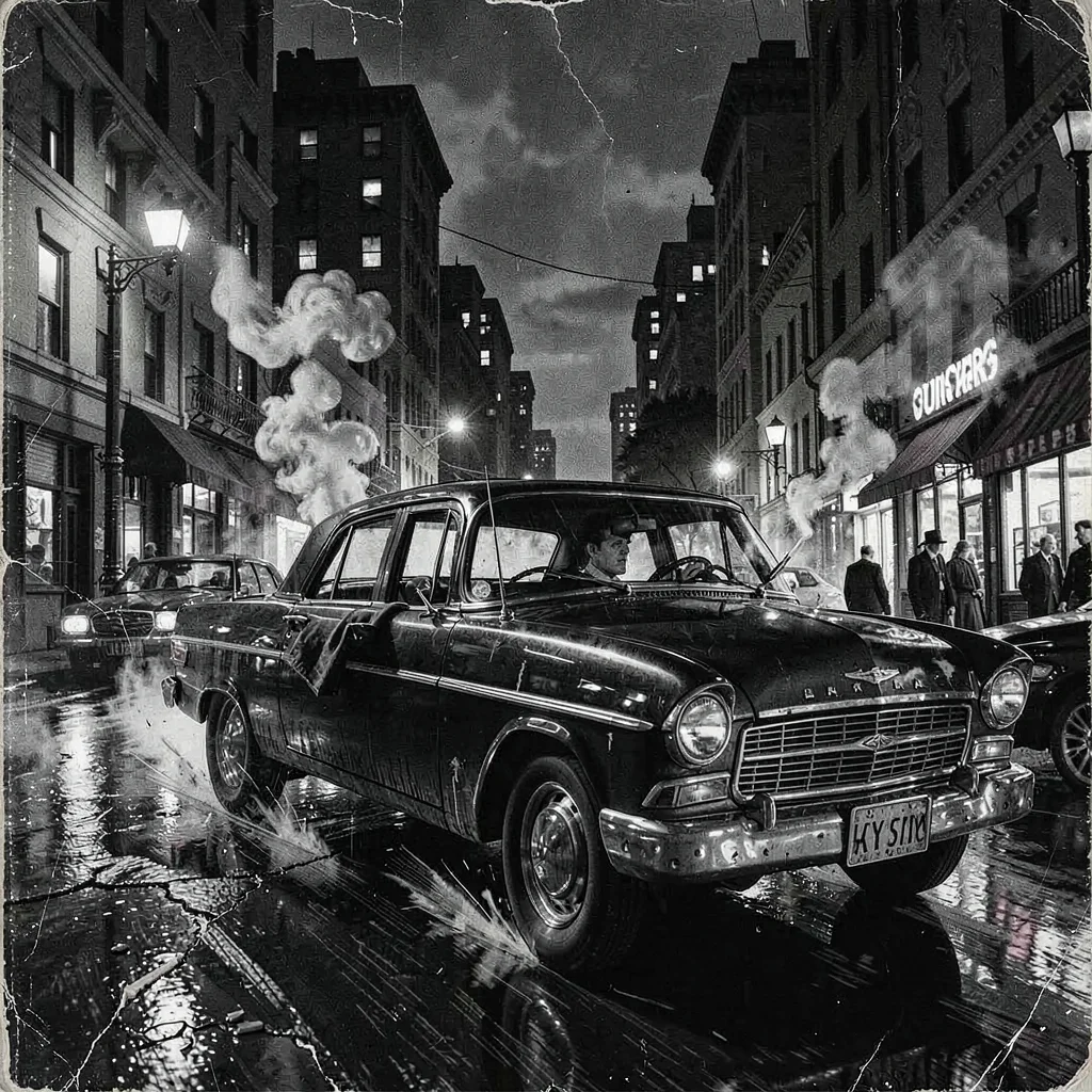 A car chase through city night