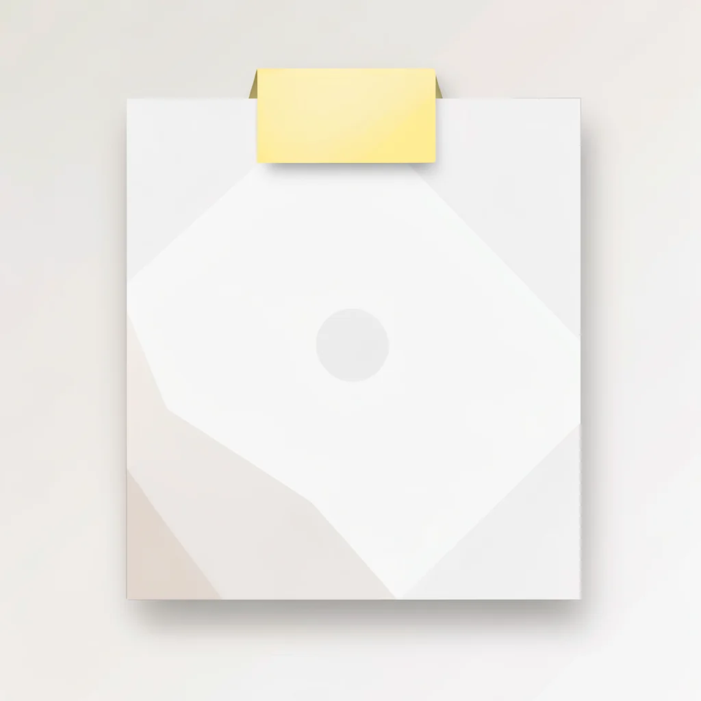 geometric small three-page document with a single butter-yellow tab at the upper