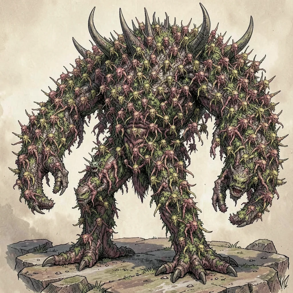 Fantasy creature illustration, a swarm intelligence, thousands of small creature