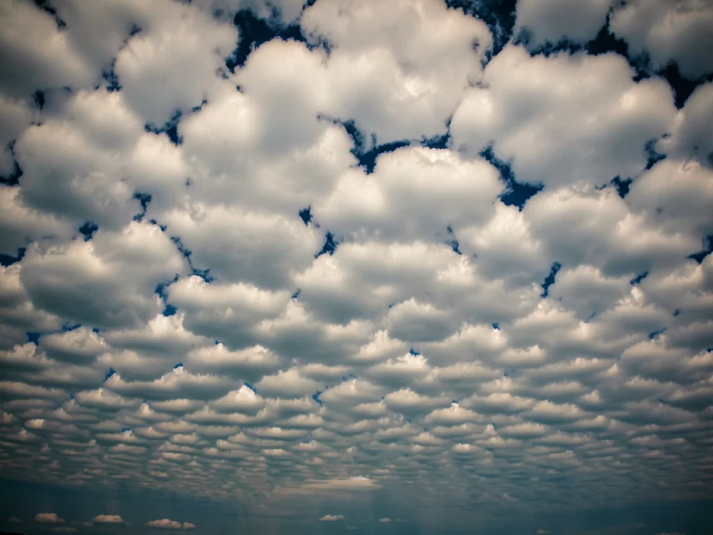 Altocumulus field creating repeating pattern to horizon