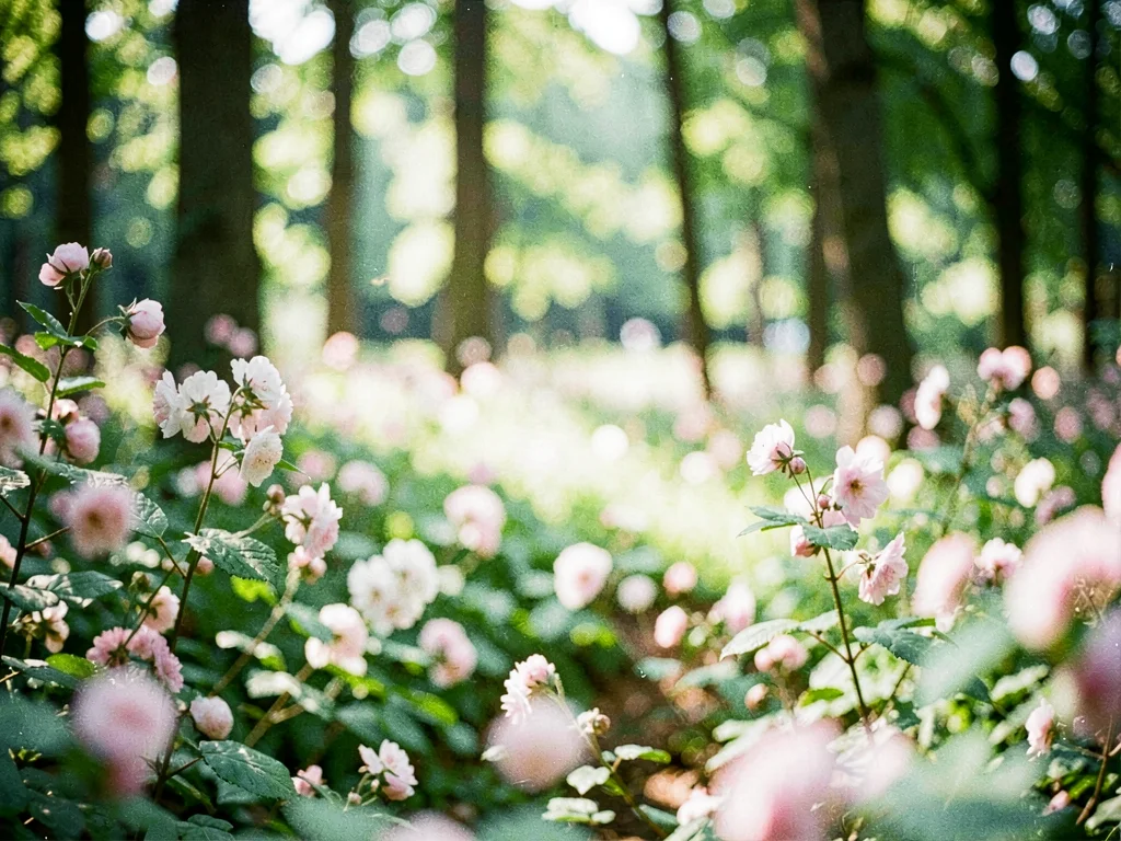Forest glade soft with bloom