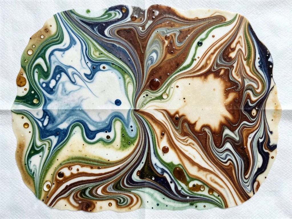 Overmarbled paper, second pattern laid over first creating complex layered desig